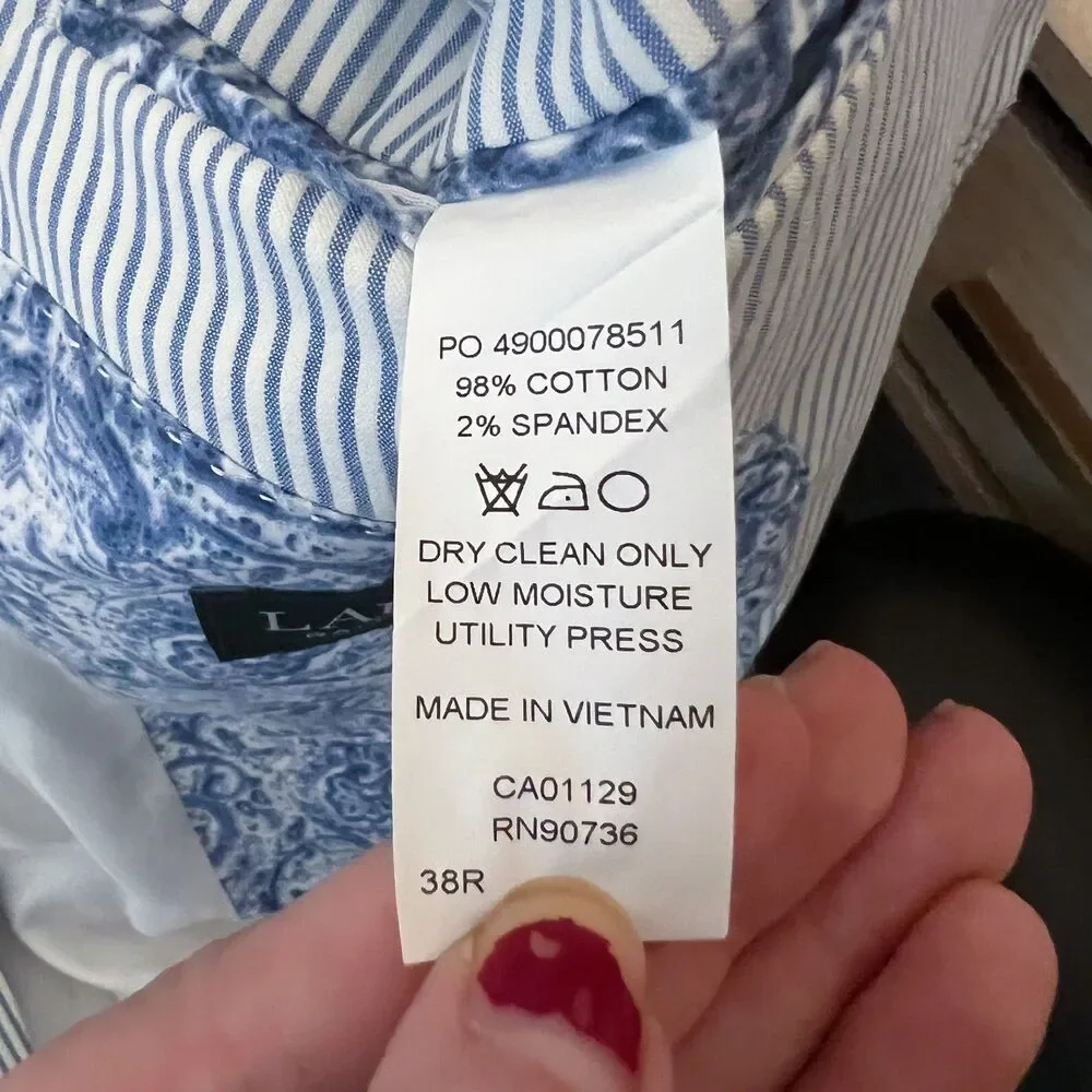 Lauren Ralph Lauren Lexington Blazer Jacket Blue White Striped Men's Size 38R
